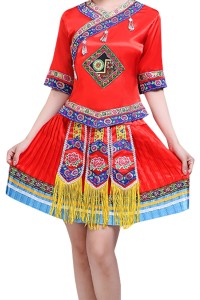 Design Miao costumes, custom-made Miao and Yi clothes, Yi female minority performance costumes, Tujia dance costumes, ethnic style SKDO019 detail view-6